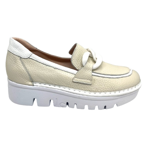 Marta loafer by Jose Saenz with chain trim, cream