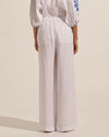 Wide leg and full length make for a winning combination in this chic yet effortless pant. Crafted in quality linen with a softly elasticated waist these pants create a stylish silhouette whilst offering the comfort of loungewear. Side pockets are a welcome feature. From casual everyday looks to pairing with a linen blazer the merit is an investment-worthy piece. 100% linen wide leg and full length softly elasticated waist functional side pockets