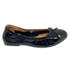 black patent ballet flat wih padded insole and arch support elasticised. Bresley
