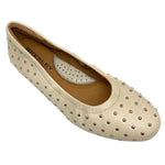 ballet flatj with stud detail padded insole and arch support bresley prusian egret