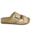 raffia natural and white slide with gold buckles by django and juliette
