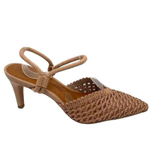 <p>An elegant shoe that's comfortable too. A mesh underlay over crochet pointed toe with an 8cm heel makes these light and easy to wear.</p> <p>Valerio Conte, dark nude.</p> <p>Made in Brazil</p>