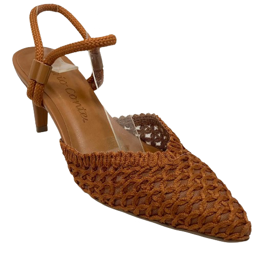 <p>An elegant shoe that's comfortable too. A mesh underlay over crochet pointed toe with an 8cm heel makes these light and easy to wear.&nbsp;</p> <p>Valerio Conte</p> <p>Made in Brazil</p>