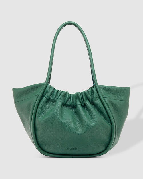The Louenhide Selina Green Tote Bag is where functionality meets style and flair. With distinctive pipe detailing and a modern ruched opening, this medium sized tote bag will become a versatile and eye-catching addition to your collection. Transforming a classic women's tote bag silhouette into a statement piece of the season, 