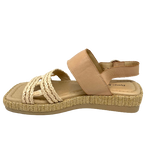 Shima is a summer sandal staple that will elevate your casual style.  It has good coverage across the front of the foot with leather lined synthetic raffia and a soft leather strap across the instep offering good support.  A soft padded insole and rubber sole means you'll be comfortable all season long.  Django & Juliette.