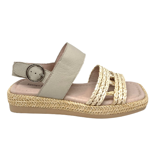 Shima is a summer sandal staple that will elevate your casual style.  It has good coverage across the front of the foot with leather lined raffia and a soft leather strap across the instep offering good support.  A soft padded insole means you'll be comfortable all season long. Django & Juliette.