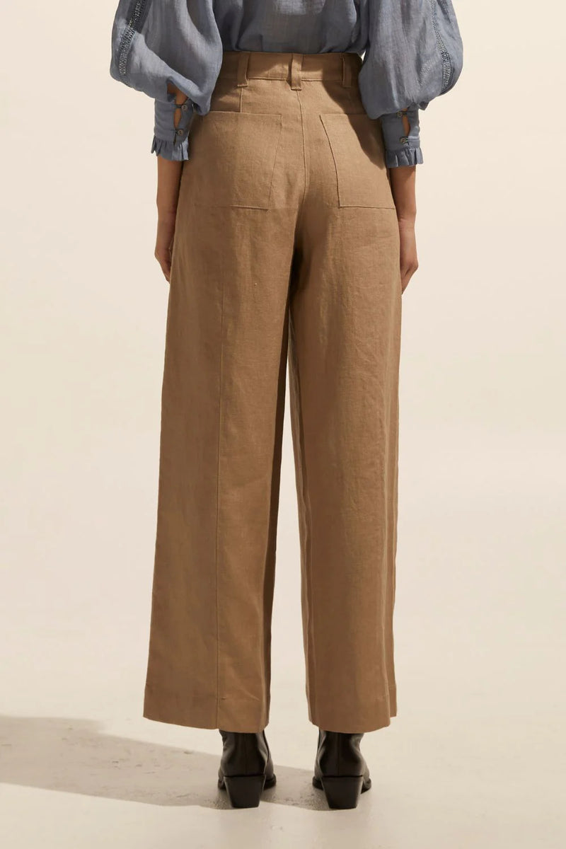 The Signify pant is a high-waisted, wide-leg style that offers a contemporary and flattering option relevant to the season. Constructed in 100% linen with a fitted waistband and zipper, this piece is lightweight and ideal for trans-seasonal wear.    Colour:  Stone