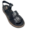 A very comfortable version of a fisherman's sandal, this little number from Django & Juliette has a chunky sole in black and tan and a padded footbed. It features a Y back, gold buckle and a row of tiny gold studs around the rand.