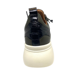 Sneakers by Alfie &amp; Evie are always great and this little one with its new look bulbous white sole, elastic laces, zip entry and black patent leather trims is not exception.