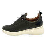 Sneakers by Alfie &amp; Evie are always great and this little one with its new look bulbous white sole, elastic laces, zip entry and black patent leather trims is not exception.