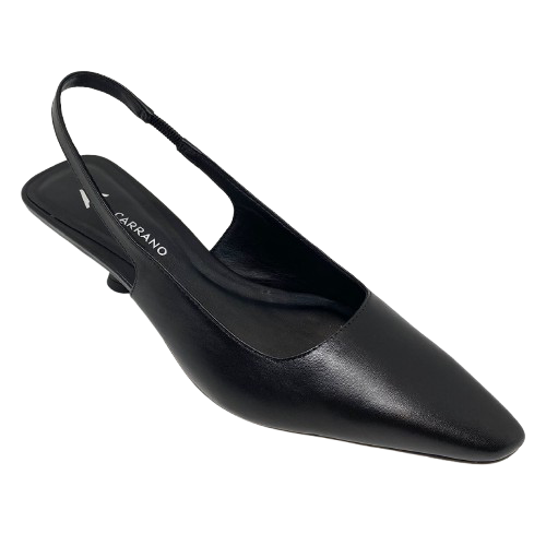 Made in Brazil by Carrano this little sling back has a slightly asymmetrical elongated toe shape, a 6cm heel the is located slightly off centre from the heel and is a comfortable and elegant shape that will look as great with your favourite jeans as it will with your corporate or elevated wear.