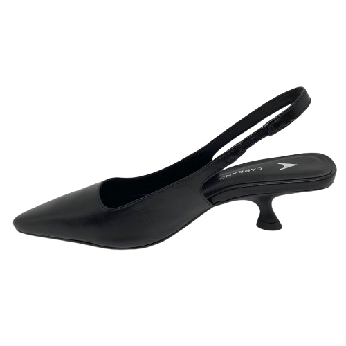Made in Brazil by Carrano this little sling back has a slightly asymmetrical elongated toe shape, a 6cm heel the is located slightly off centre from the heel and is a comfortable and elegant shape that will look as great with your favourite jeans as it will with your corporate or elevated wear.