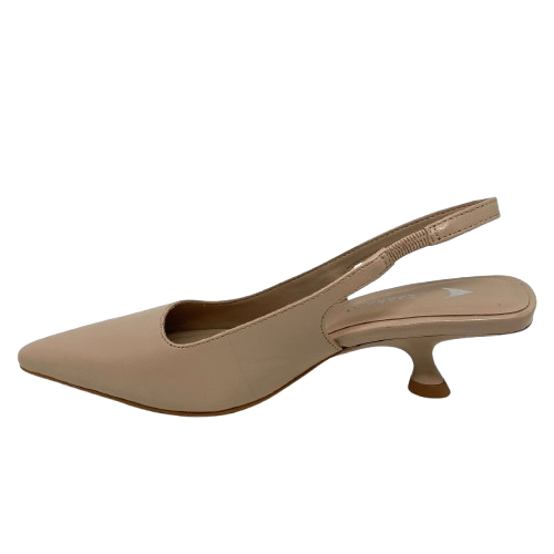 Made in Brazil by Carrano this little sling back has a slightly asymmetrical elongated toe shape, a 6cm heel the is located slightly off centre from the heel and is a comfortable and elegant shape that will look as great with your favourite jeans as it will with your corporate or elevated wear.
