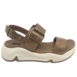 Super comfy and stylish, you'll have this sandal on high repeat all summer. Made with man made materials, it has a super comfy footbed with arch support and is adjustable across the instep and around the heel. The soft metallic finish has a skin pattern on the front strap and metallic detail on the wedge which both add to the look.