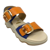blue and orange adjustable leather sandal with ripple sole. Neo