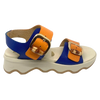 blue and orange adjustable leather sandal with ripple sole. Neo
