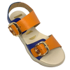 blue and orange adjustable leather sandal with ripple sole. Neo