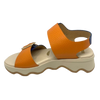 blue and orange adjustable leather sandal with ripple sole. Neo