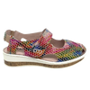 This extremely lightweight little shoe has both foot coverage and ventilation which is perfect in our summer climate. The low flatform gives a little bit of height while remaining flat and it's multi coloured palette is both fun and versatile. Made by&nbsp;
Cassini.