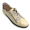 Super comfortable and gorgeous! These sleek leather sneakers are made in Spain, have an easy access zip entry and are versatile combination of colours and pattern. Wear them with your dress, skirt, pants or shorts and you'll look fabulous season after season&nbsp;