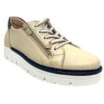 Super comfortable and gorgeous! These sleek leather sneakers are made in Spain, have an easy access zip entry and are versatile combination of colours and pattern. Wear them with your dress, skirt, pants or shorts and you'll look fabulous season after season&nbsp;