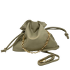Made is Spain by Unisa in the softest of leathers, this little drawstring bag measures 27cm x 24cm and has a long leather shoulder strap as well has a shorter gold chain strap.