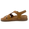 omfortable little fisherman's sandal in dark tan it has a moulded sole in leather trimmed on the outer with knitted/fabric finish. Brand is Top End.
