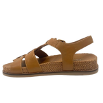 omfortable little fisherman's sandal in dark tan it has a moulded sole in leather trimmed on the outer with knitted/fabric finish. Brand is Top End.