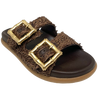 With a spongy, moulded leather sole, raffia covered leather upper and two brushed gold bamboo buckles these little slides will be a go to in any summer wardrobe. Made by Sempre Di.