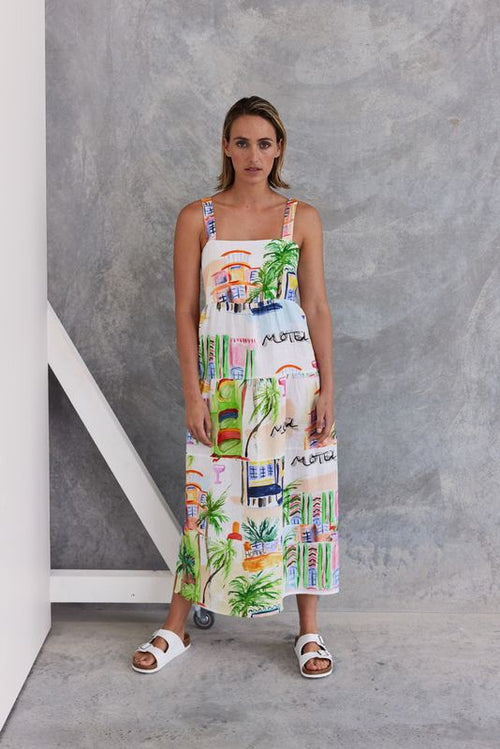 Motel print tiered linen sundress. Wear Colour