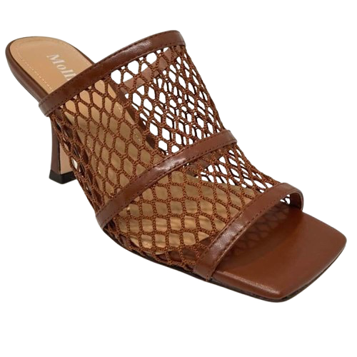 Leather and mesh heel slides, Willow Toffee by Mollini