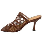 Leather and mesh heel slides, Willow Toffee by Mollini