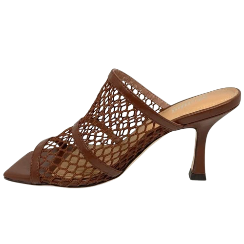 Leather and mesh heel slides, Willow Toffee by Mollini