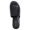 Black croc embossed leather slides