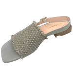 woven leather sandal, light grey, made in Spain