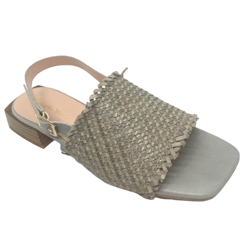 woven leather sandal, soft grey, made in Spain