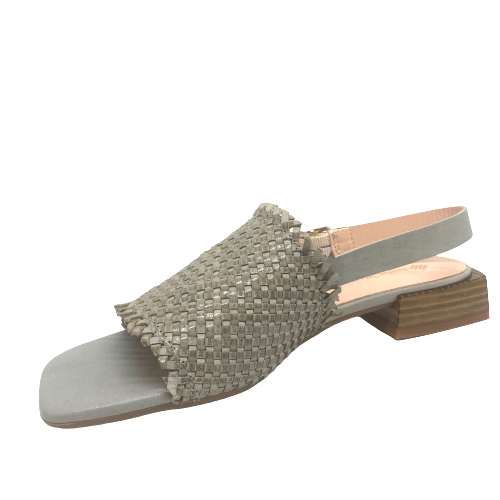 woven leather sandal, soft grey, made in Spain