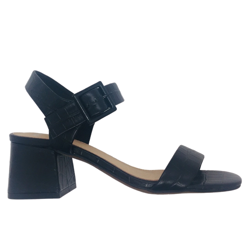 Black croc leather sandals with 6cm heel
