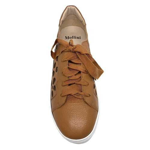 tan leather sneakers with cut outs