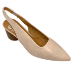 nude leather slingback with rounded mid heel, eos footwear