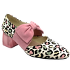 Pastel leopard pony with blush pink suede bow and a clear pink mid heel add up to make these beautifully quirky shoes a must for the girl who loves to be different.  Not only a standout visually but you'll love the comfort as well.  By Django & Juliette