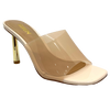 These glamorous vinylite heels will go with any colour! The wide clear vinylite band across the foot is supportive and the 9cm gold (metal) heel makes this the perfect statement shoe for your special occasions.