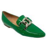 Here's a pair of loafers with extra pizazz. Made from soft patent leather with under foot cushioning and chunky chain detail, these will happily take you just about anywhere. Emerald patent Top End