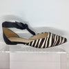 Suede zebra print flats with pointed toe and ankle tie